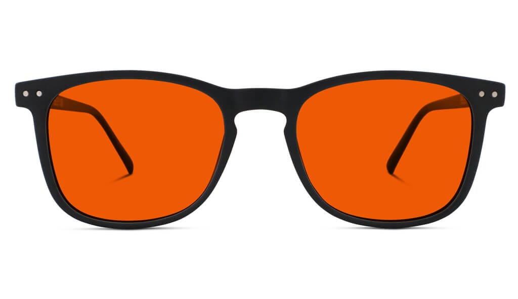 Taylor black frame red-lens glasses