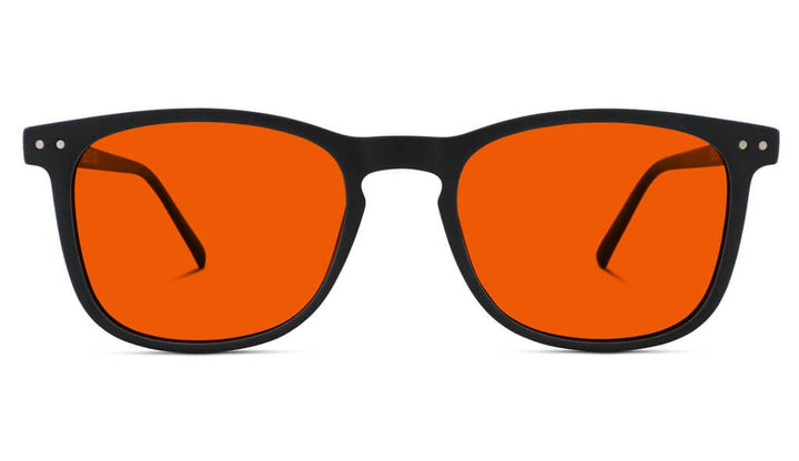 Taylor black frame red-lens glasses